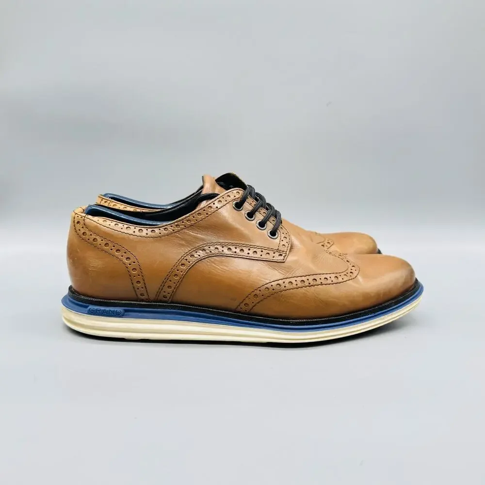Cole Haan Shoes Mens 8 Brown Leather OriginalGrand Wingtip Oxford Dress Brogue